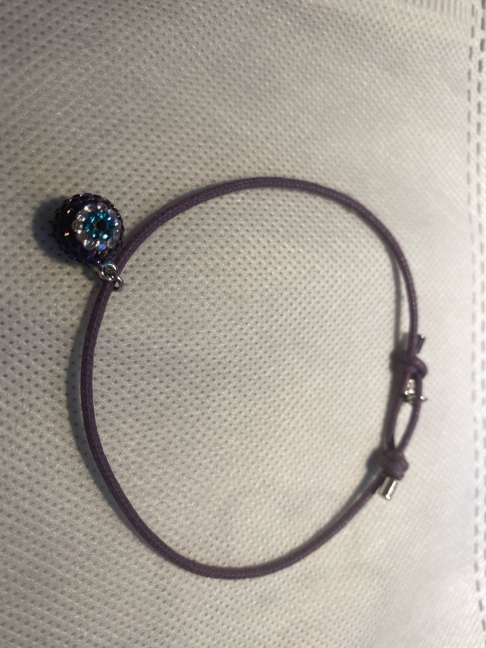 Swarovski Purple Cord Bracelet with Blue Crystal Charm